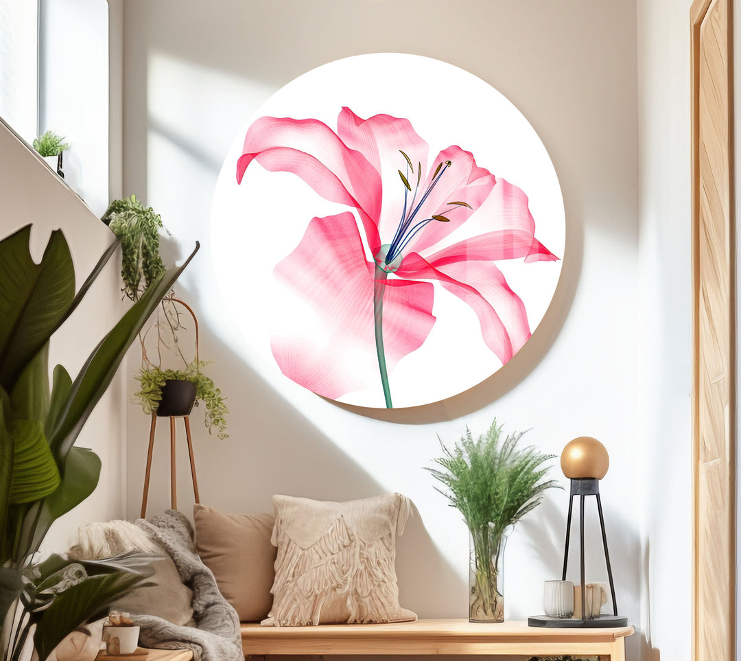 Watercolour Pink Flower Glass Wall Art, photo print on glass, prints on glass wall art