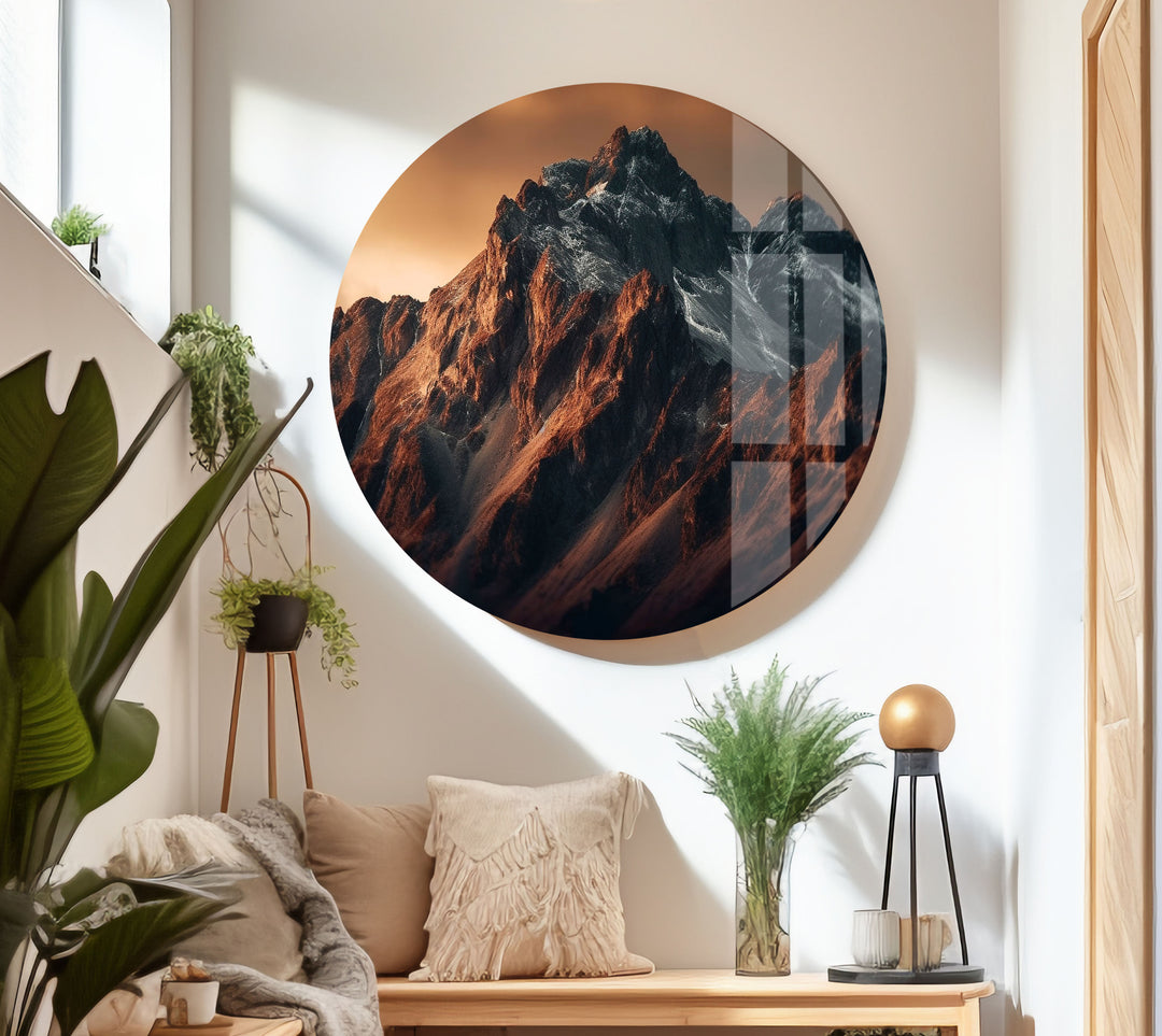 Majestic Brown Mountain Glass Wall Art glass image printing, glass prints from photos