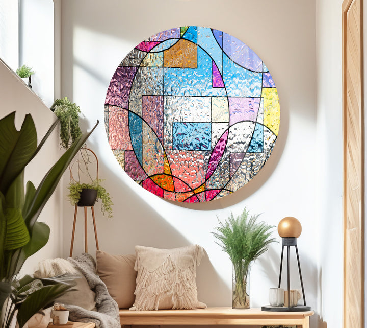 Pink Geometric Stained Glass Wall Art custom glass photo prints, large glass prints