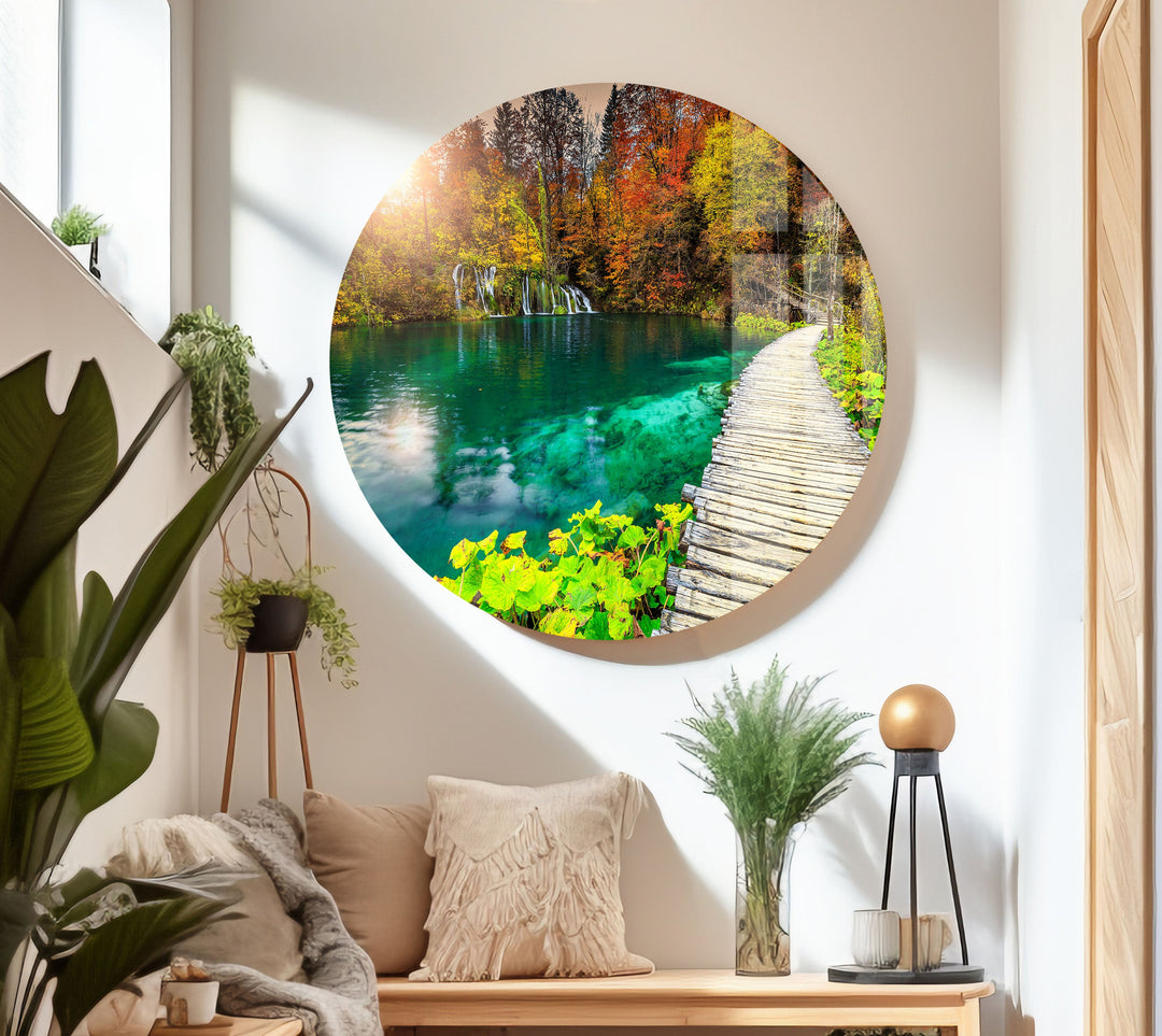 Plitvice Lake Landscape Glass Wall Art print on glass, glass printed photos