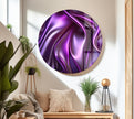 Shiny Fluid Purple Wavy Glass Wall Art