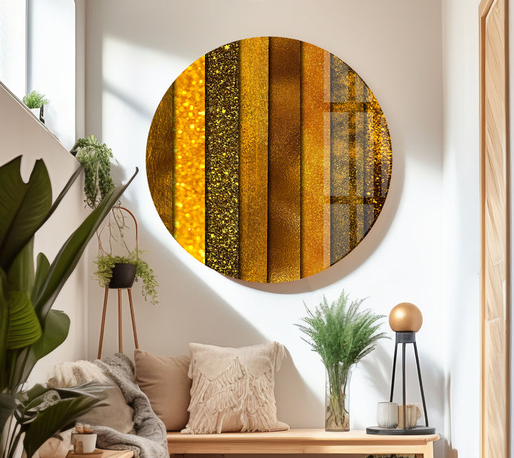 Bundle Golden Abstract Glass Wall Art