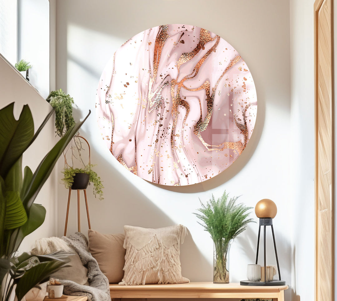 Rose Gold Alcohol ink Glass Wall Art