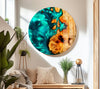 Green Epoxy Resin Wood Round Glass Wall Art