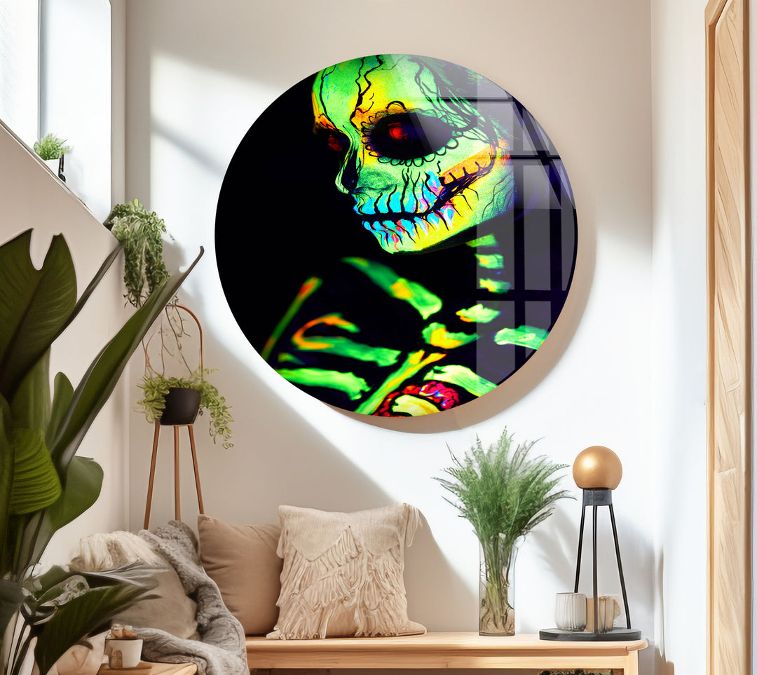 Neon Skeleton Tempered Glass Wall Art - MyPhotoStation