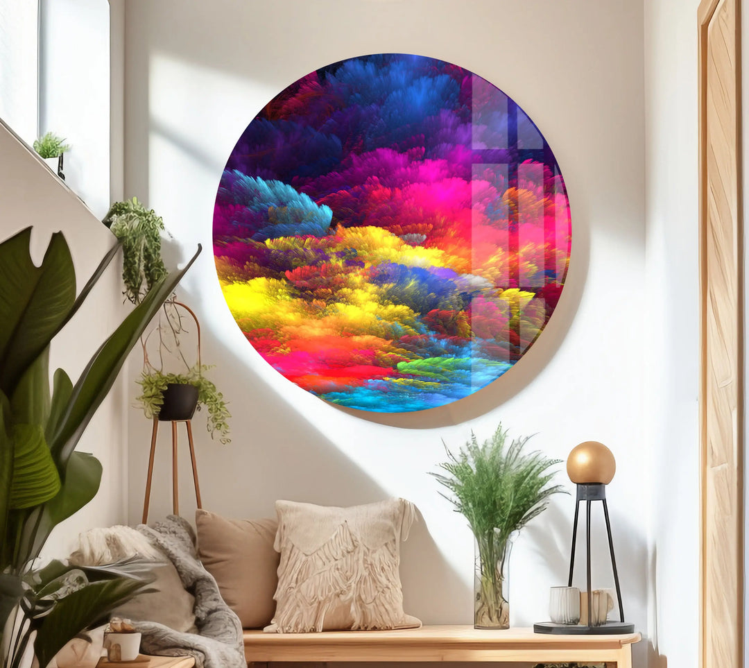 Colorful Clouds Abstract Glass Wall Art