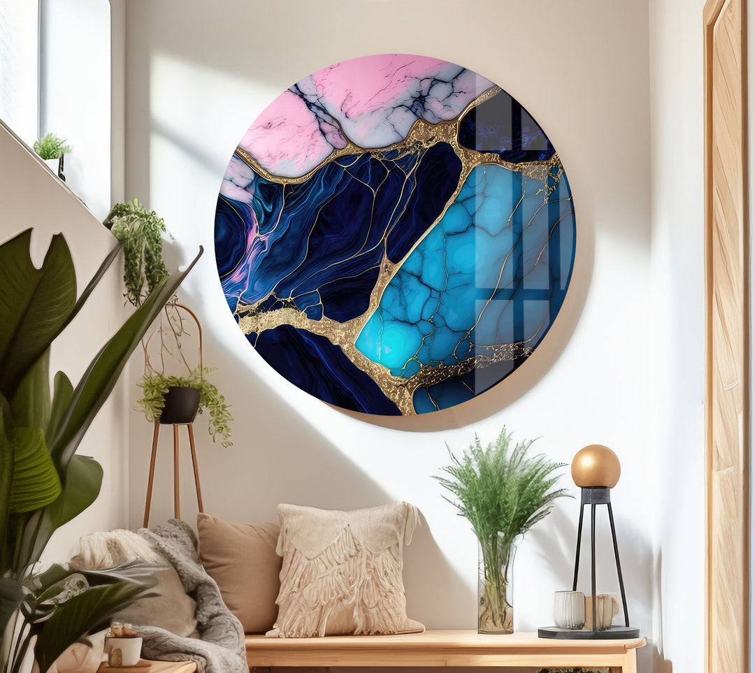 Blue and Pink Marble Glass Picture Prints & Cool Decor