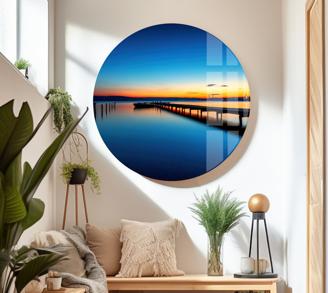 Tropic Lake Sunset Glass Wall Art print on glass, glass printed photos