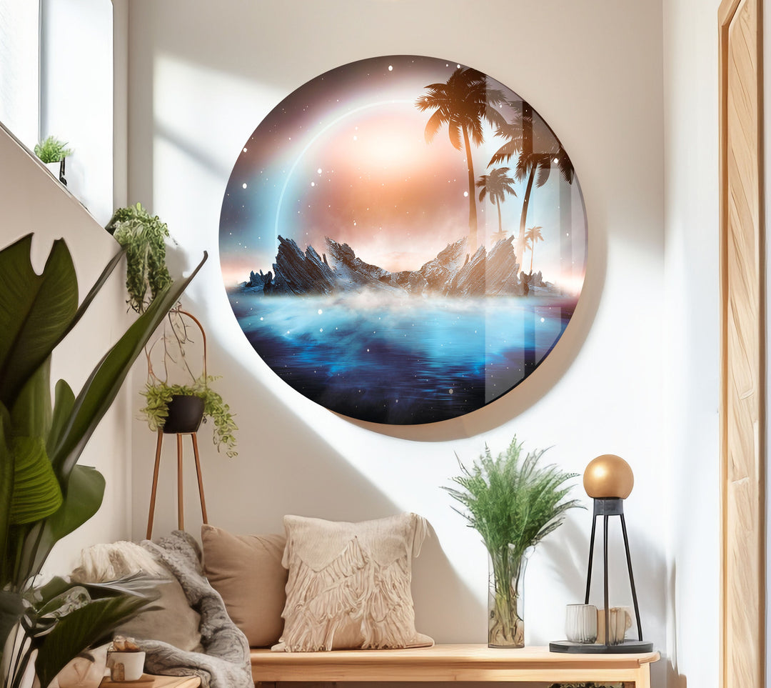 Night Sky Fantastic Moon Glass Wall Art glass image printing, glass prints from photos