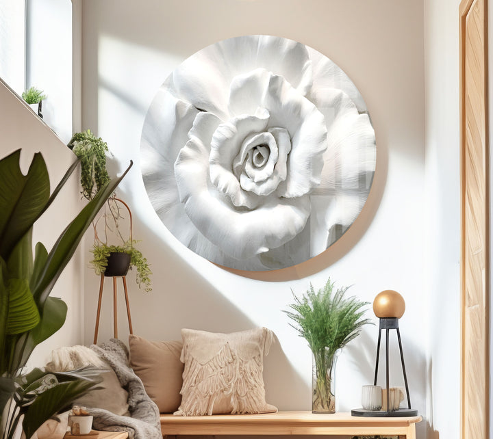 Close Up White Rose Glass Wall Art, Glass Printing Wall Art, Print photos on glass