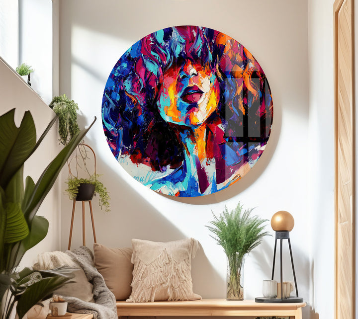 Afro Woman Glass Wall Art