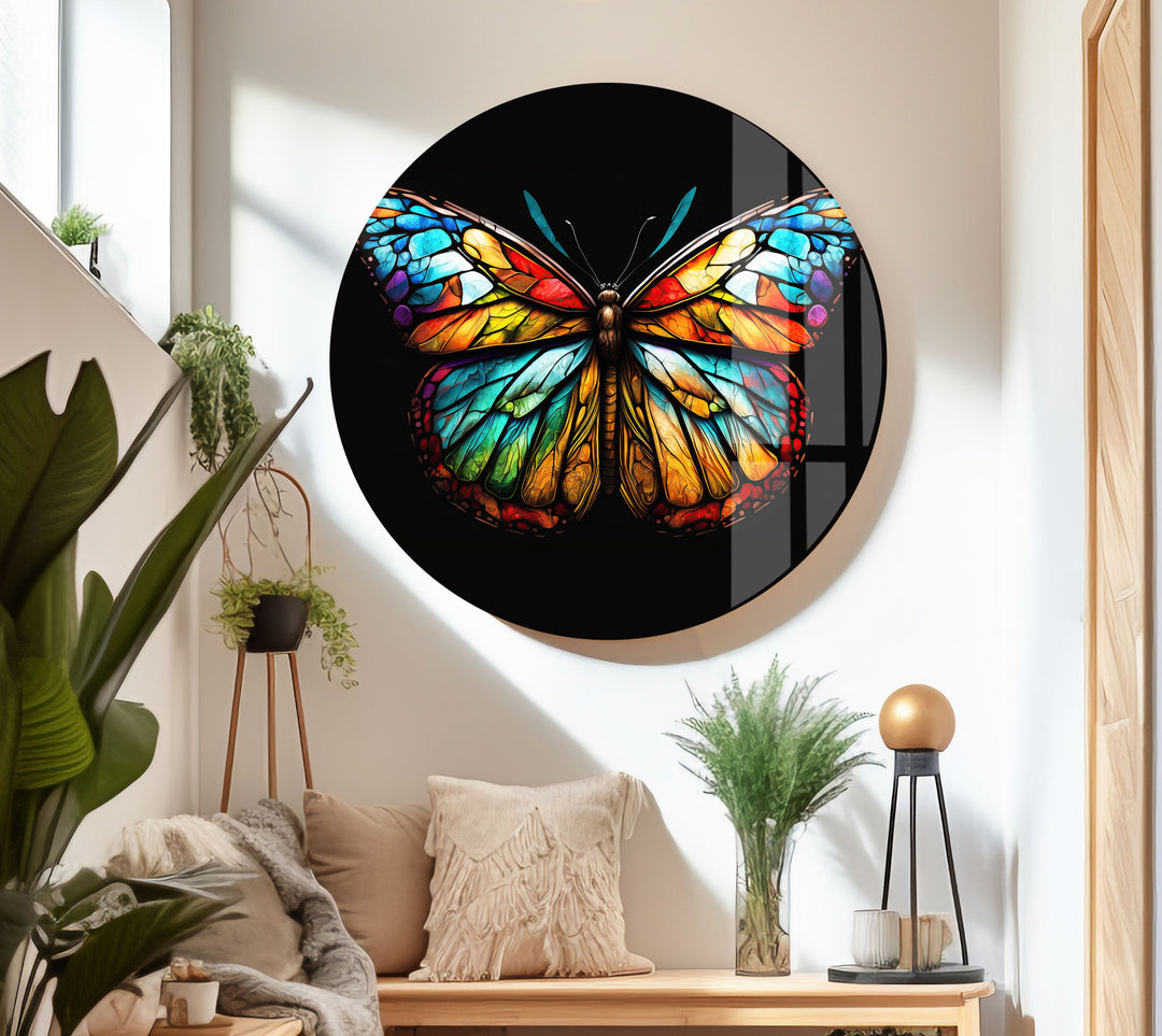 Colored Butterfly Glass Wall Art glass image printing, glass prints from photos