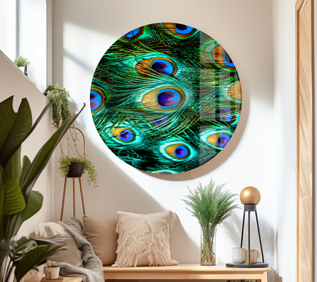 Peacock Feathers Large Glass Wall Art Prints Tempered Glass Wall Art 