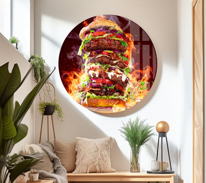 Burger Kitchen Glass Wall Art, glass photo prints, glass picture prints