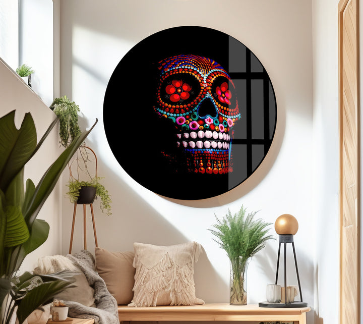 Sugar Calavera Mexican Skull Glass Print Wall Art & Cool Artwork