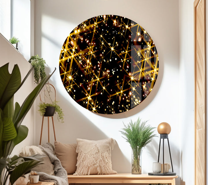 Golden Lights Glass Wall Art, glass pictures for Wall, glass prints wall art