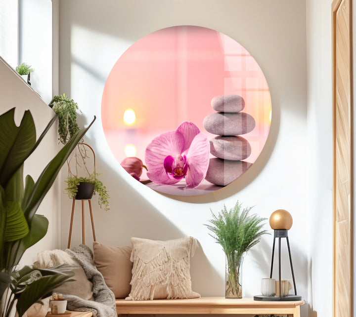 Zen Spa Stones and Pink Flower Cool Art Prints & Glass Photo