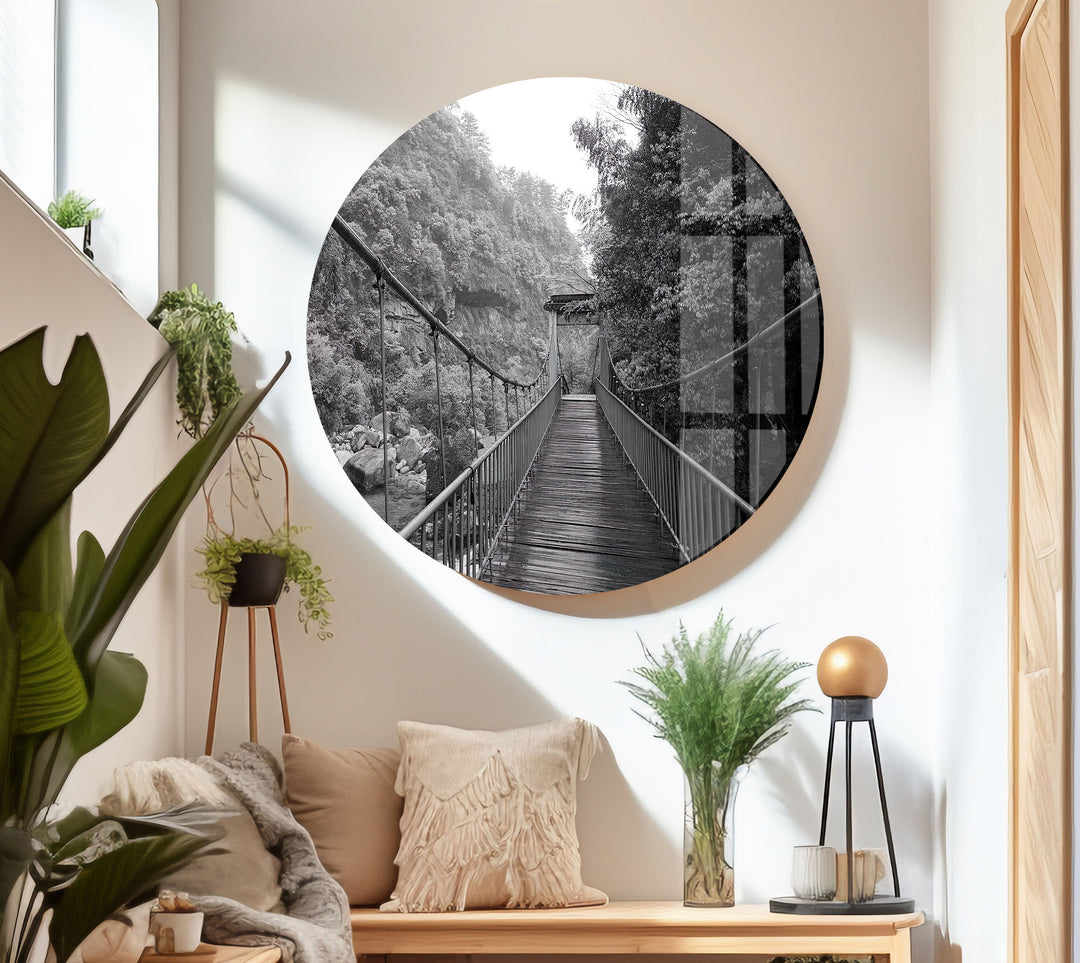 Old Black & White Bridge Glass Wall Art art glass wall art, glass wall art pictures