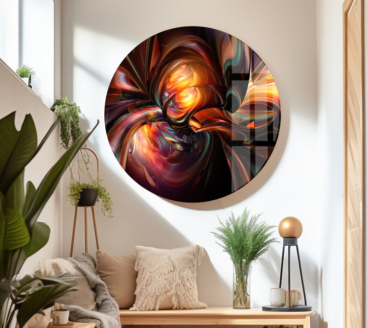 Orange Fractal Glass printing Wall Art