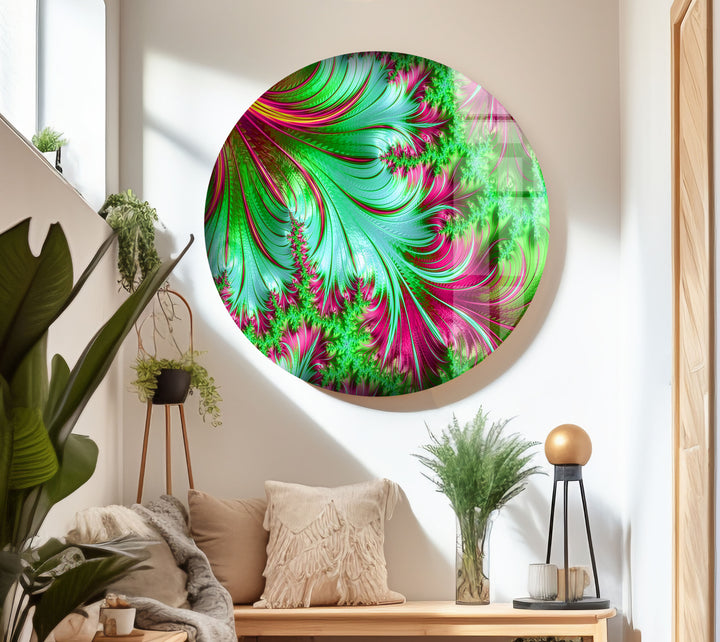 Green Fractal Patterns Glass printing Wall Art