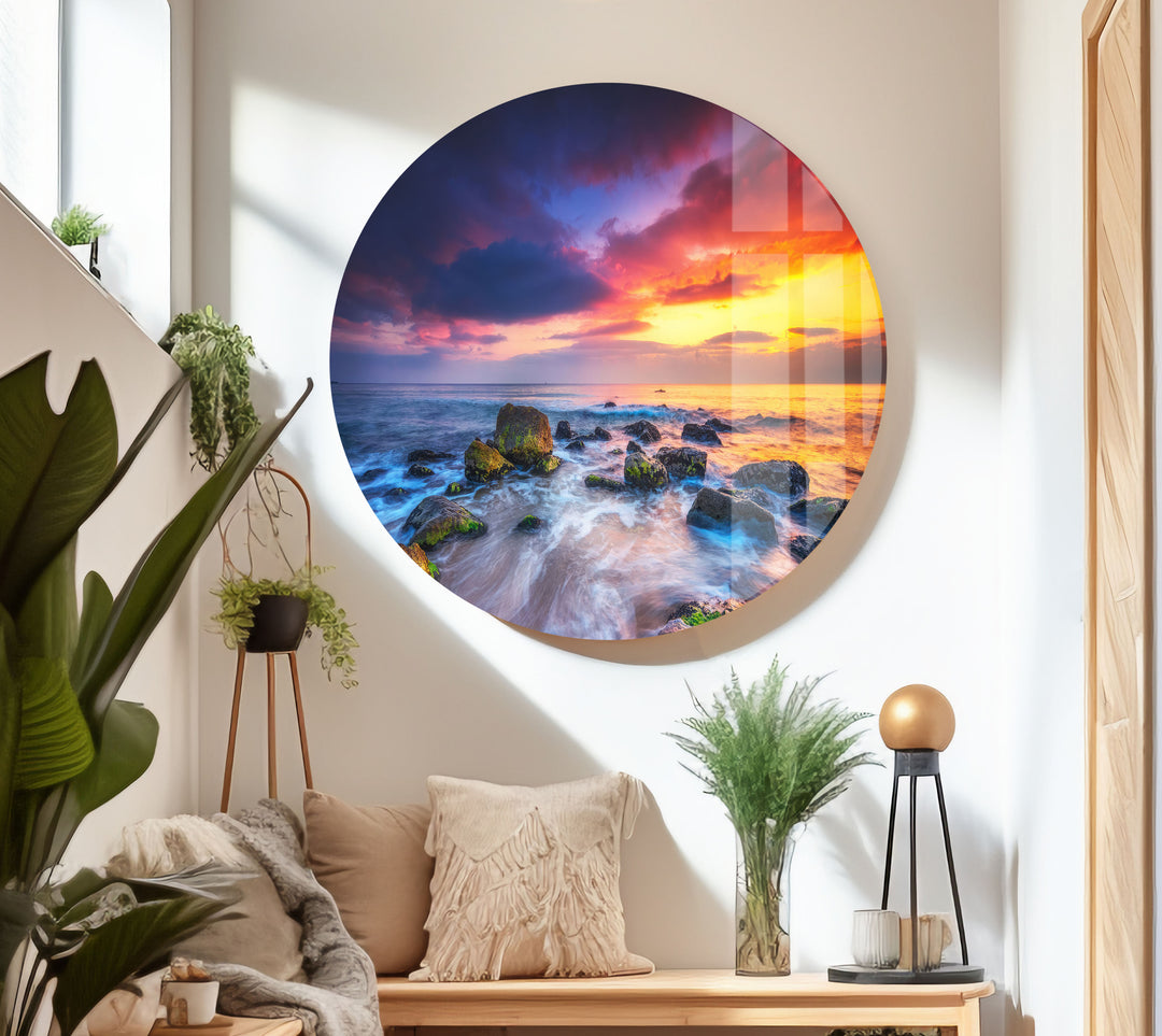 Brilliant Sunset Landscape Glass Wall Art glass photo prints, glass picture prints