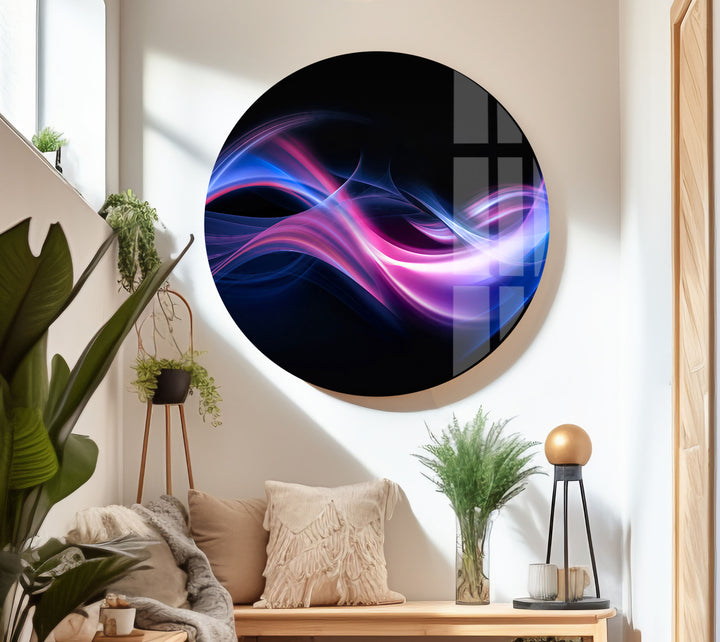 Abstract Purple Line Glass Wall Art glass pictures for Wall, glass prints wall art