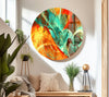 Shiny Orange Abstract Glass Wall Art, photo print on glass, prints on glass wall art