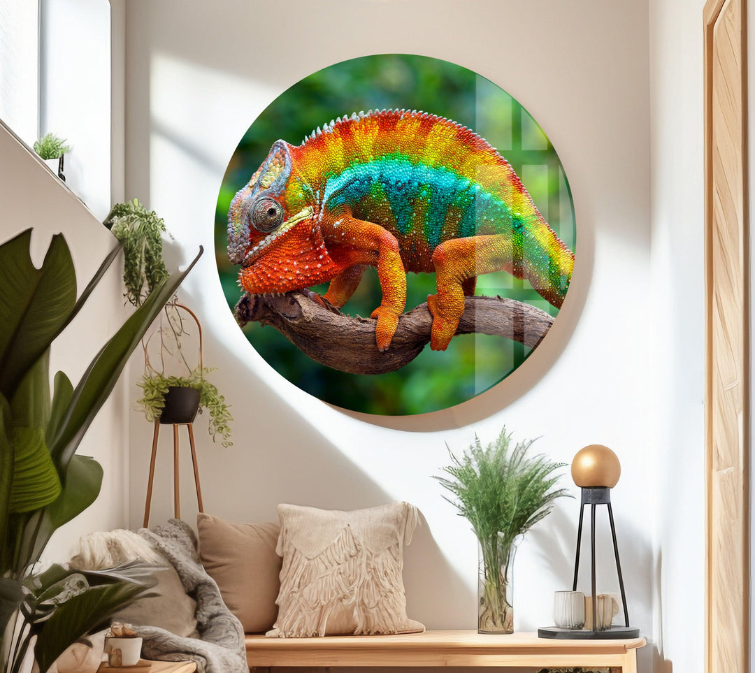 Vibrant Chameleon Glass Wall Art custom glass pictures, glass art prints