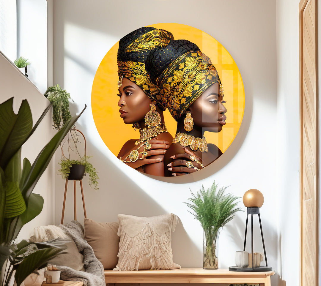 African Headwrap Woman Glass Wall Art