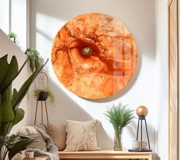 Orange Marbled Glass Wall Art, glass image printing, glass prints from photos