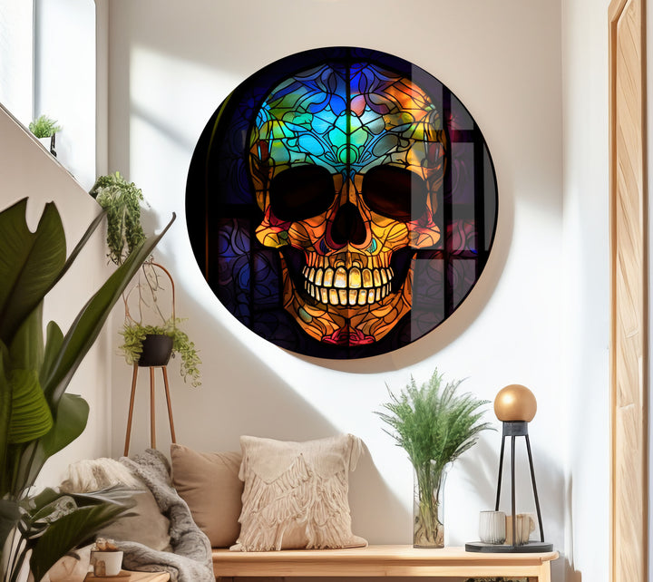 Orange Skull Glass Art Painting & Cool Art Prints