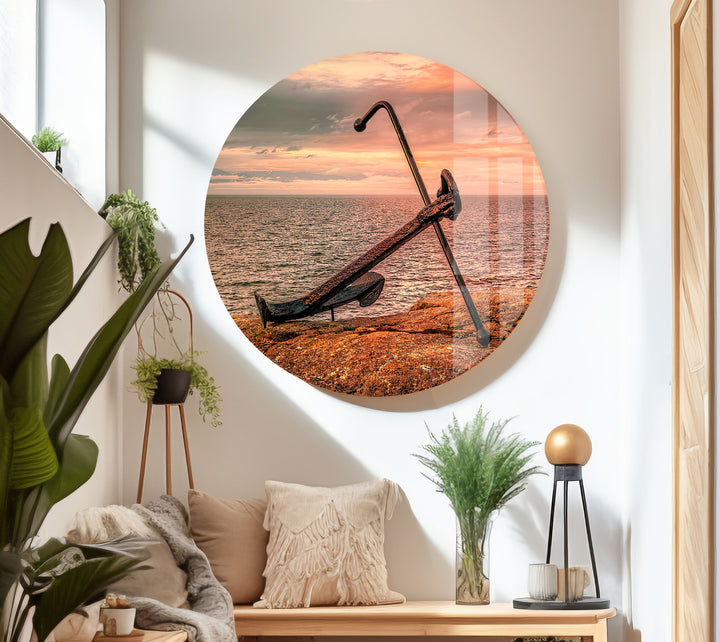 Sunset Anchor Glass Wall Art stained glass wall art, stained glass wall decor