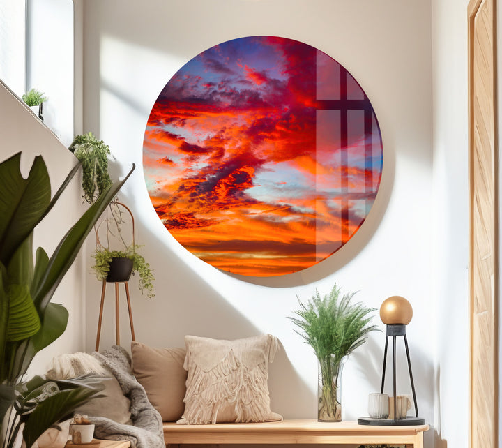 Sunset Sky Red Glass Wall Art large glass photo prints, glass wall photos