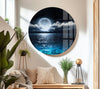 Night Full Moon View Tempered Glass Wall Art