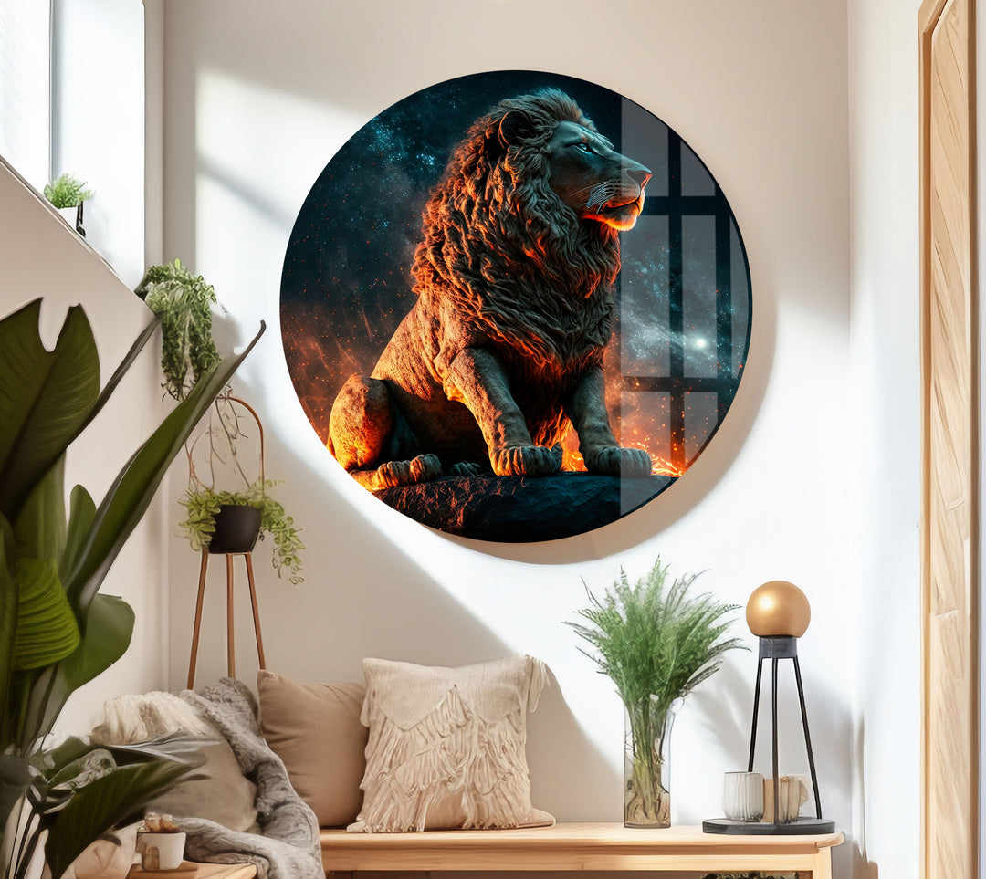 Fire Lion Glass Wall Art art glass wall art, glass wall art pictures