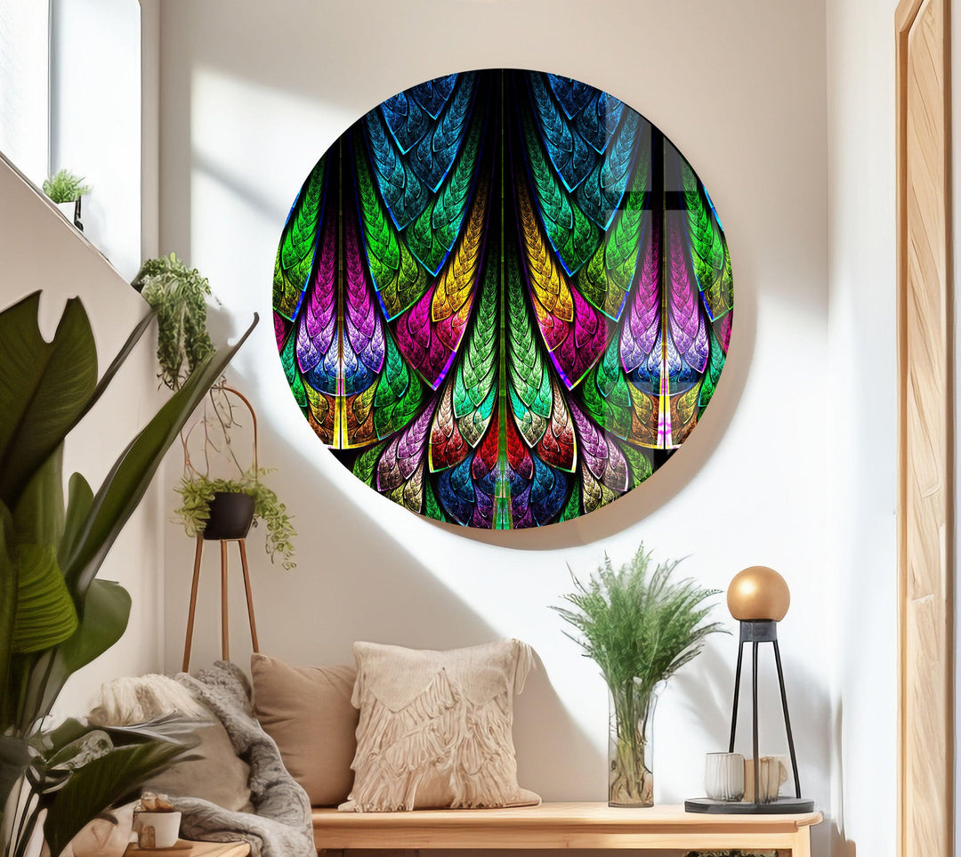 Fractal Stained Window Glass Wall Art