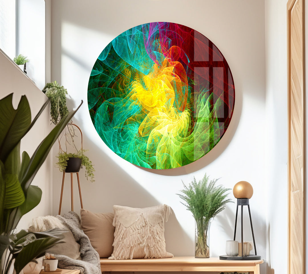 Colorful Fractal Abstract Glass Wall Art print picture on glass, Tempered Glass Wall Art