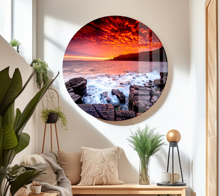 Sky Red at Night Glass Wall Art