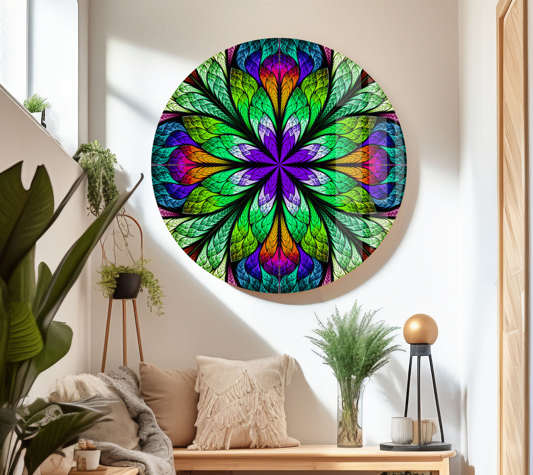 Fractal Flower in Glass Window Glass Wall Art print on glass, glass printed photos
