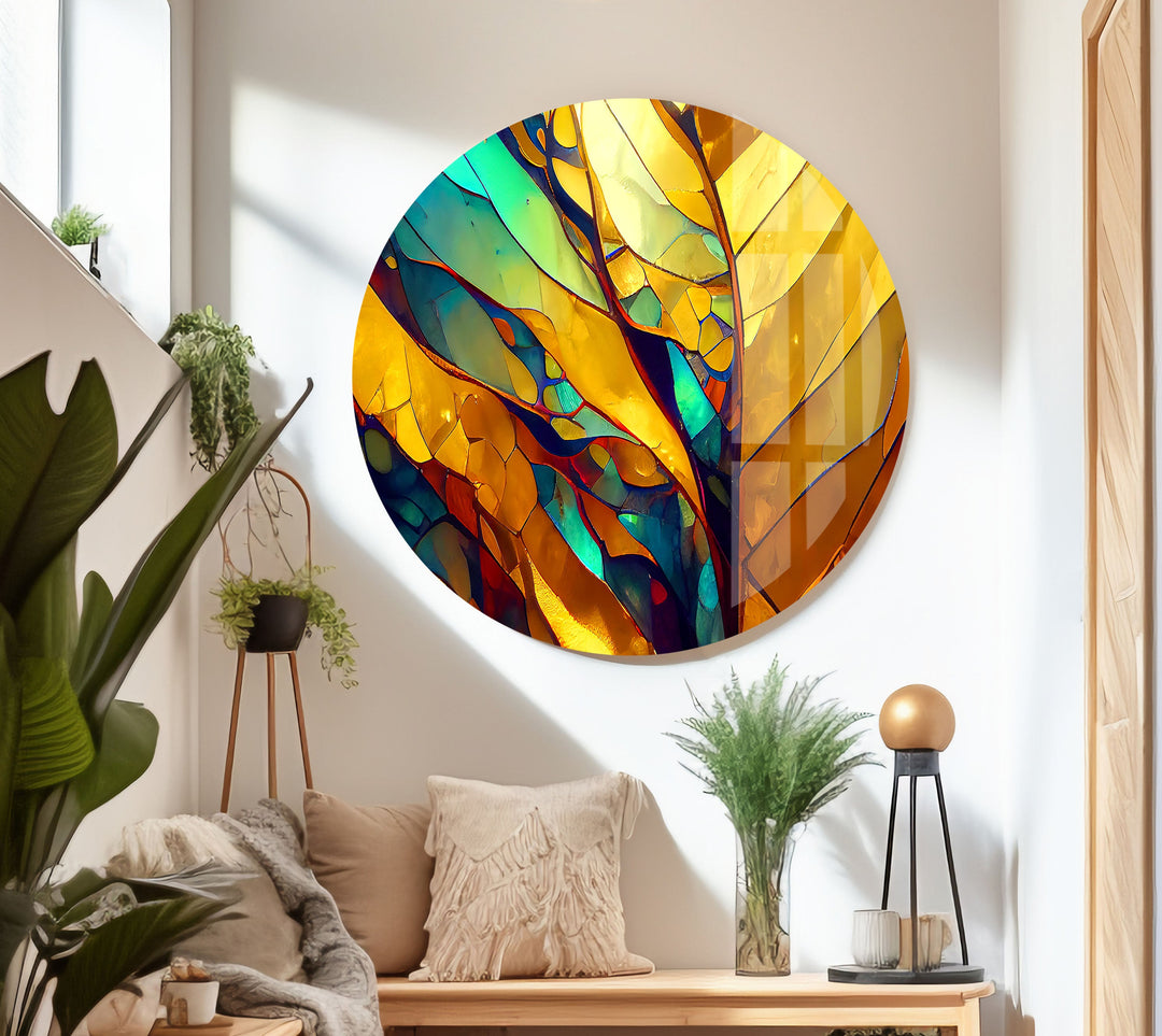 Stained Gold & Yellow Glass Wall Art picture on glass wall art, photos printed on glass