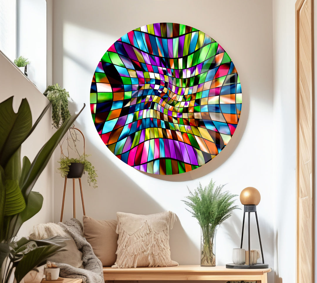 Mix Colors Fractal Art Glass Wall Art