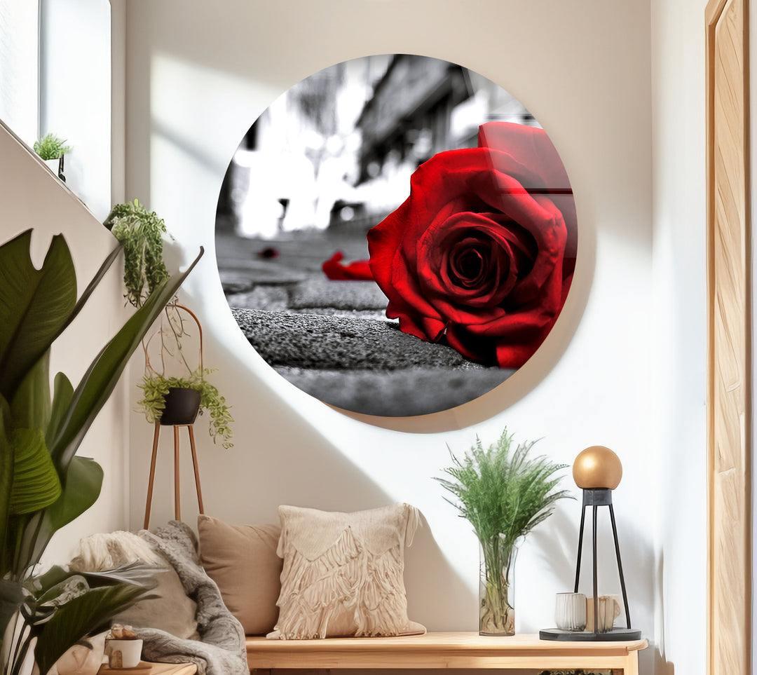 Red Rose Flower Glass Wall Art, Glass Printing Wall Art, Print photos on glass