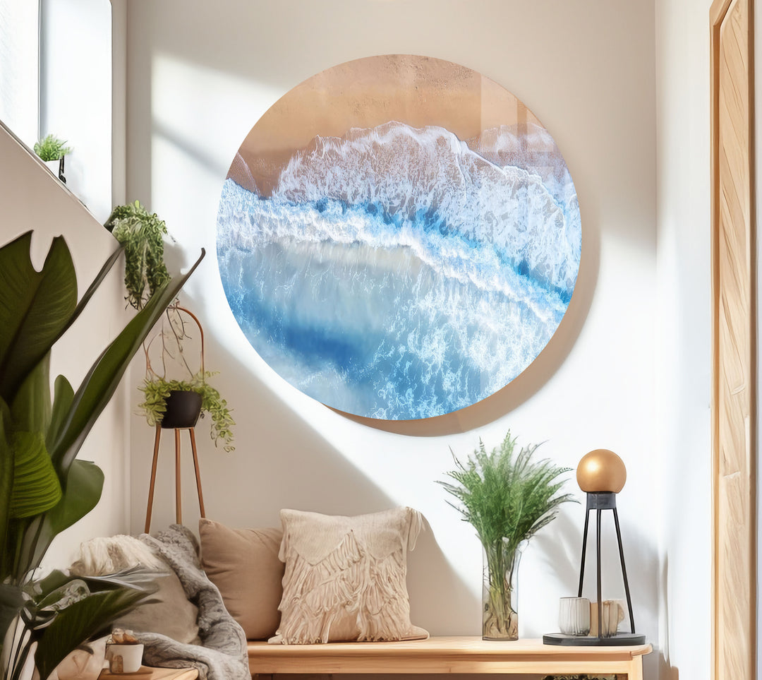 Aerial View Beach Glass Wall Art glass wall decor, glass wall art decor