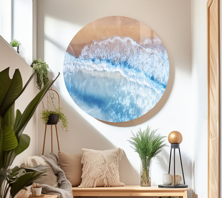 Aerial View Beach Glass Wall Art glass wall decor, glass wall art decor