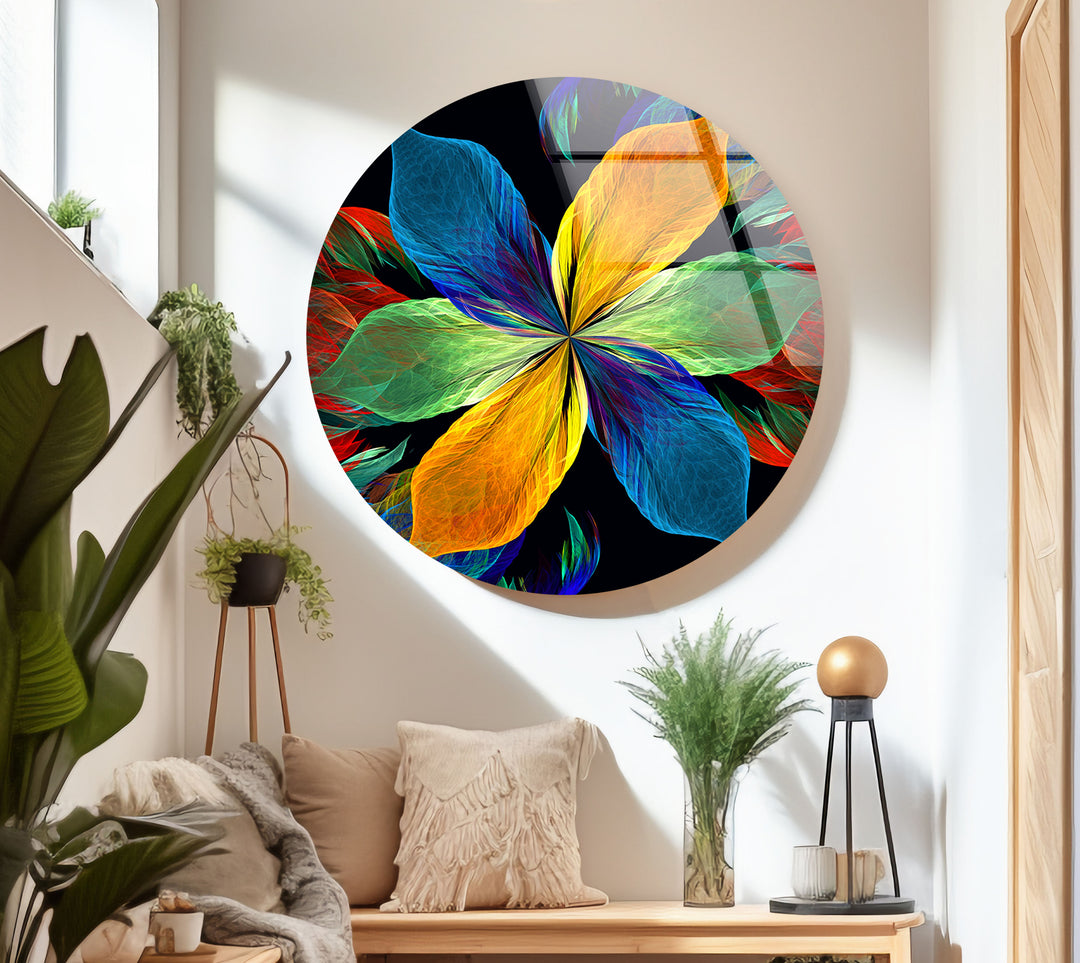 Colorful Flower Glass Wall Art, glass pictures for Wall, glass prints wall art