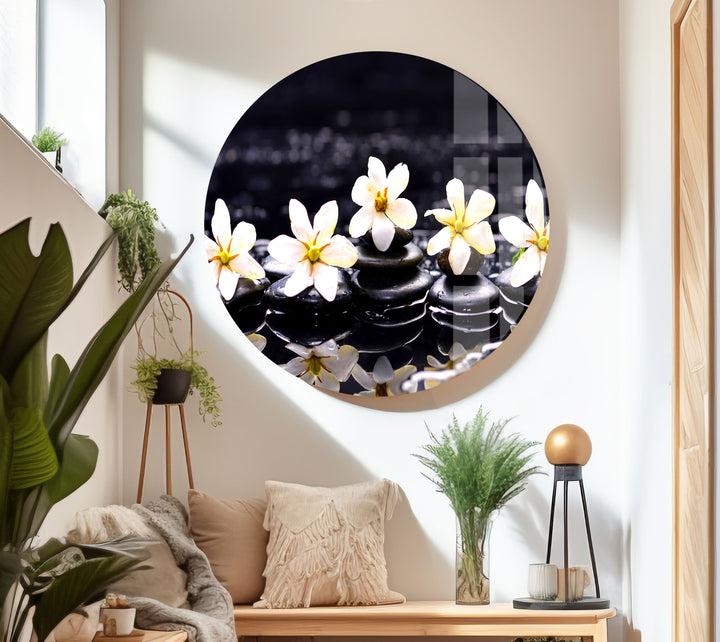 Orchid - Zen Stones Glass Wall Art, Glass Printing Wall Art, Print photos on glass