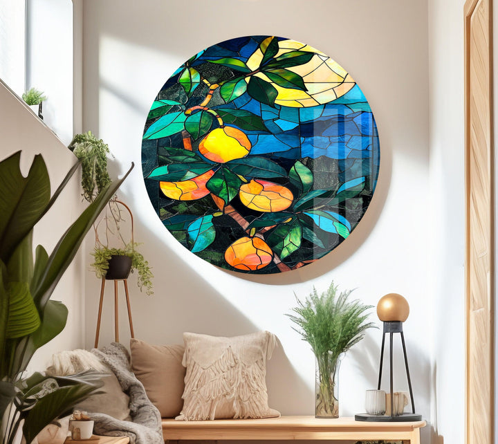 Midnight Mango Tree Glass Wall Art glass photo prints, glass picture prints
