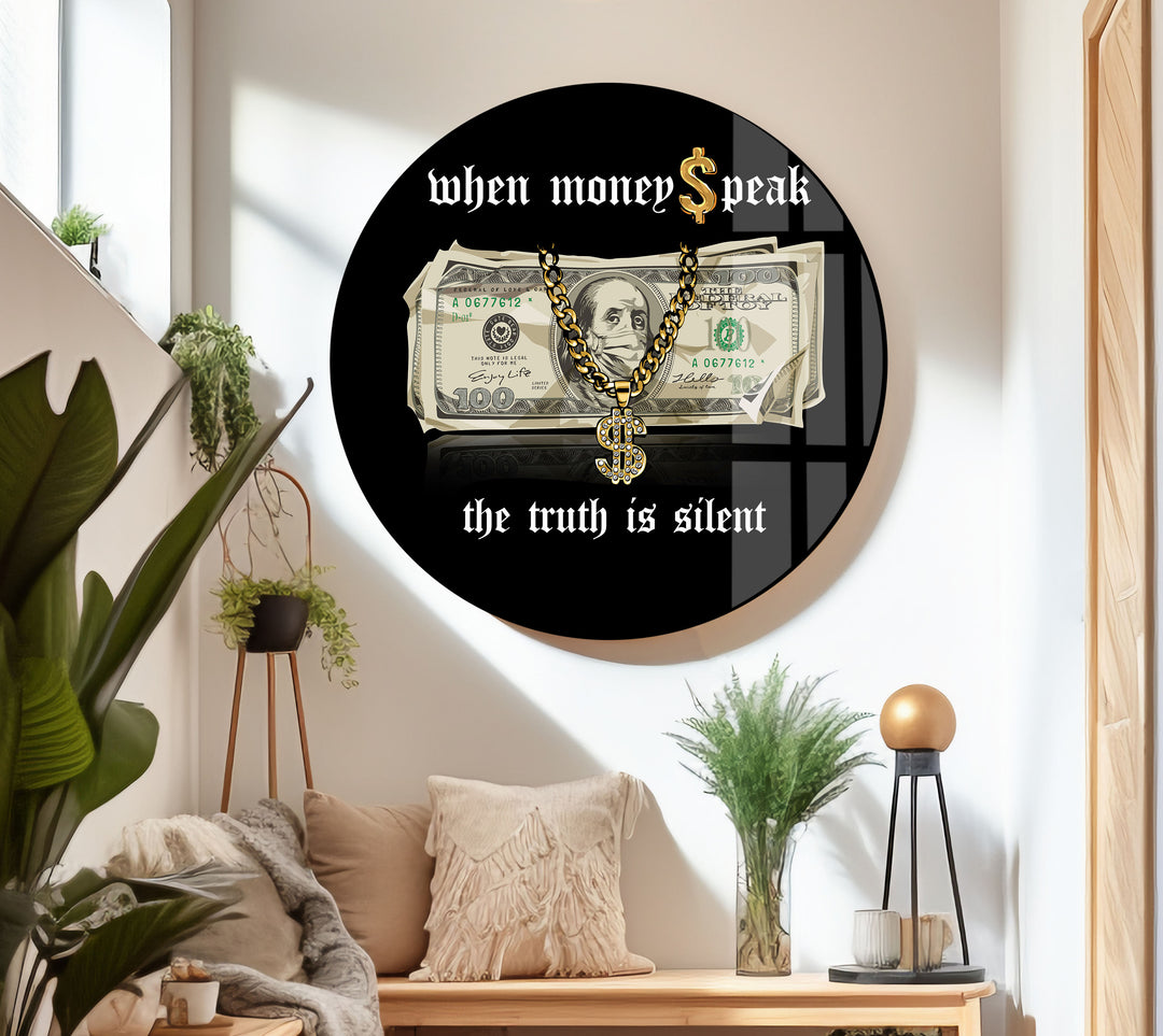 Money Dollar Tempered Glass Wall Art - MyPhotoStation