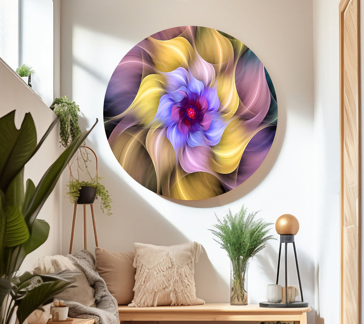 Fractal Colorful Flower Glass Wall Art, custom glass pictures, glass art prints