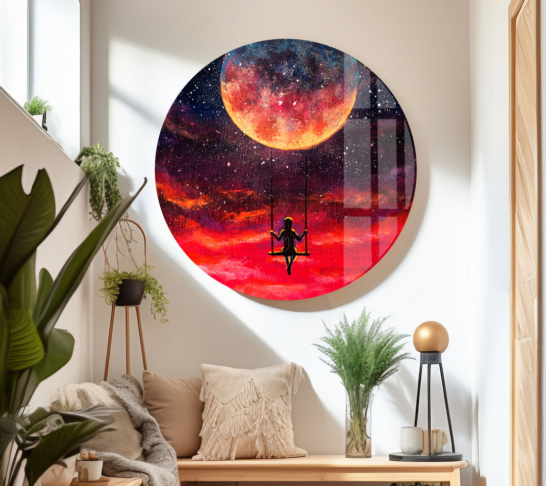 Red Full Moon Cool Art Prints & Tempered Glass Art